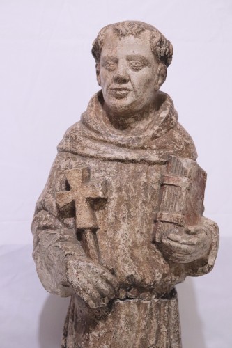Sculpture en pierre "Saint François", Vénétie XVe siècle - Sculpture Style Moyen Âge