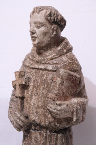 Moyen Âge - Sculpture en pierre "Saint François", Vénétie XVe siècle
