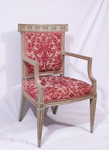 Sièges Fauteuil & Bergère - Suite de quatre fauteuils laqués et dorés, Toscane fin du 18e siècle