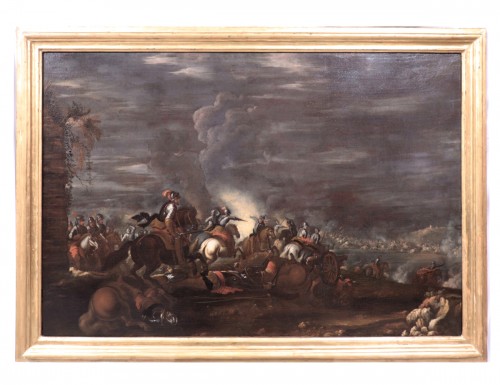 Scène de bataille nocturne - Ilario Mercanti dit "Lo Spolverini" (Parme, 1657-1734)