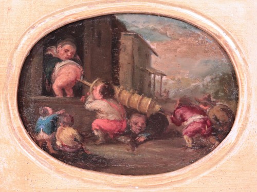 Tableaux et dessins Tableaux XVIIe siècle - Faustino Bocchi (Brescia 1659 - 1741) - Paire de petites scènes