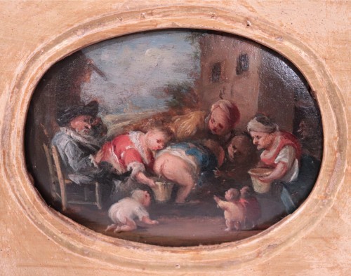 XVIIe siècle - Faustino Bocchi (Brescia 1659 - 1741) - Paire de petites scènes