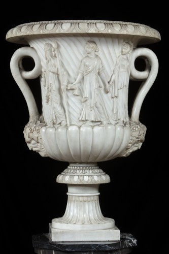 Objet de décoration Cassolettes, coupe et vase - Paire de grands vases en marbre blanc statuaire, Rome XIXe siècle