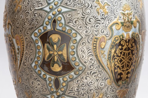Paire de grands vases en porcelaine fin XIXe - Phidias Antiques