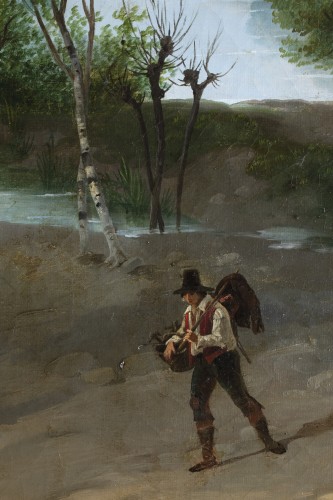 Vue sur le lac Majeur -  Bartolomeo Giuliano (1825 - 1909)  - Tableaux et dessins Style Louis-Philippe