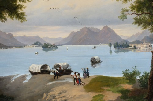Tableaux et dessins Tableaux XIXe siècle - Vue sur le lac Majeur -  Bartolomeo Giuliano (1825 - 1909) 