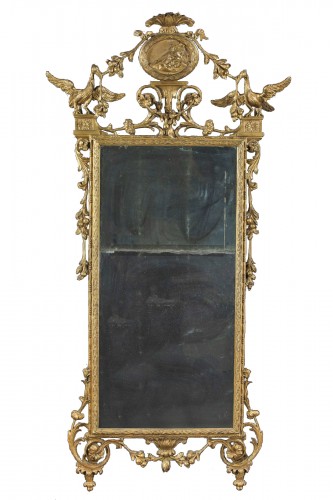 Grand miroir toscan en bois doré