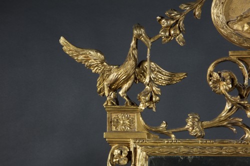 Grand miroir toscan en bois doré - Phidias Antiques