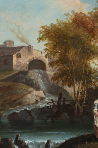 XVIIIe siècle - Paysage arcadien animé de Francesco Zuccarelli (1702-1788)