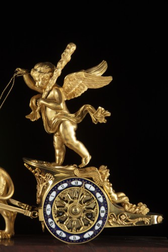 Pendule à char tiré par un lion signée Leroy à Paris - Horlogerie Style Empire