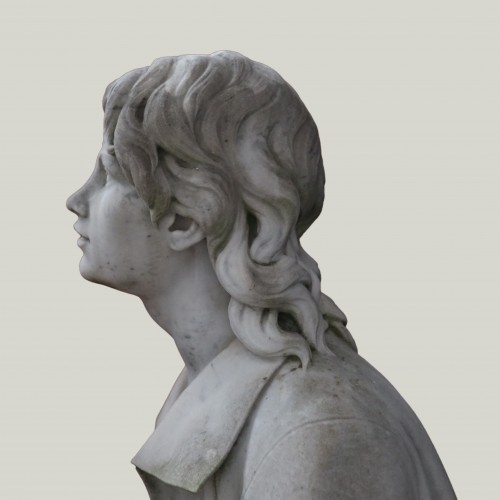 Statue en marbre de Carrare signée E.Mannini 1887 - Philippe Cote Antiquités