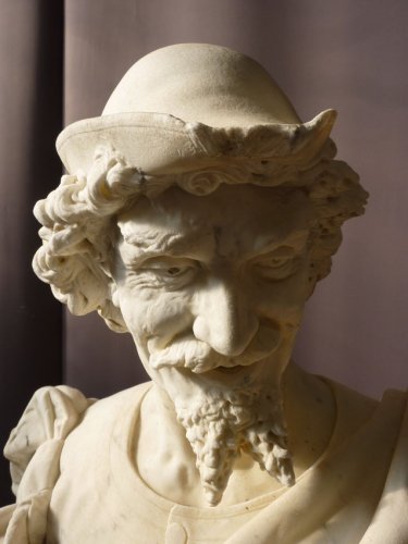 Napoléon III - Grande sculpture en marbre signée Benvenuti datée 1874