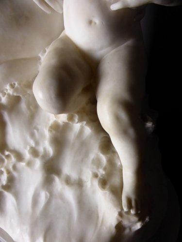 XIXe siècle - Groupe en albâtre sculpté signé A.del Perugia