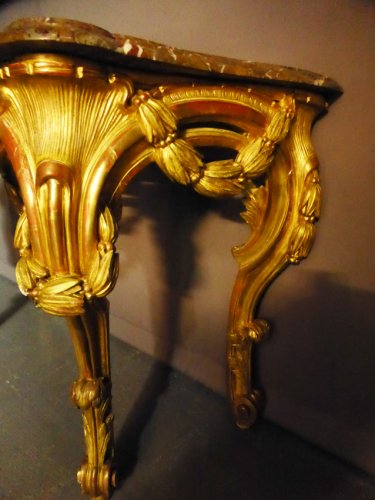 Antiquités - Console en bois doré époque Louis XV