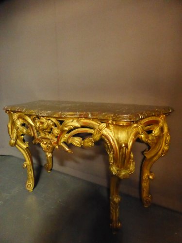 Antiquités - Console en bois doré époque Louis XV