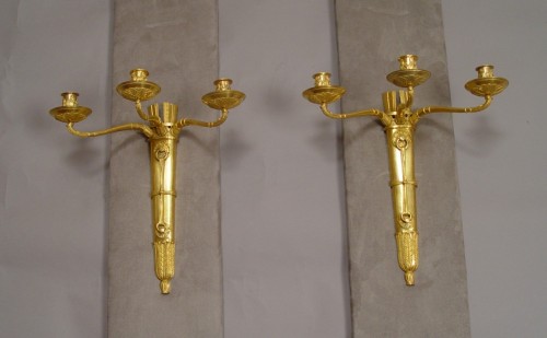 Luminaires Appliques - Paire d'appliques en bronze doré - Epoque Empire