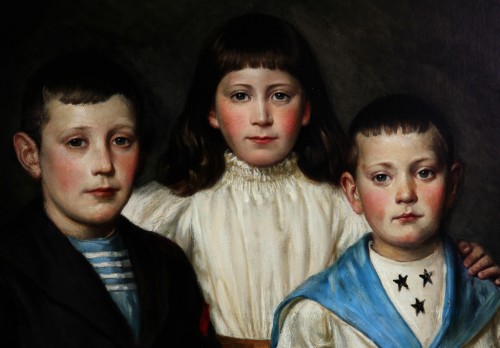 Tableaux et dessins Tableaux XIXe siècle - Wilhelm ROSENSTAND (1838-1915) - La belle famille, datée 1896