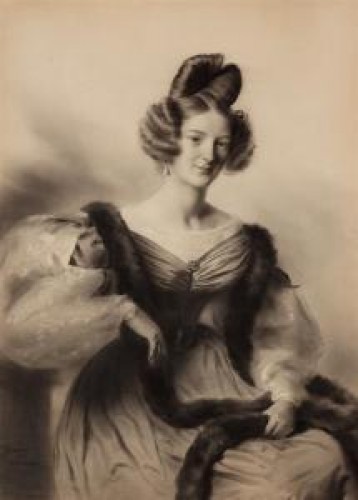 Femme au col de fourrure attribué à Deveria vers 1825-1830 - Tableaux et dessins Style 