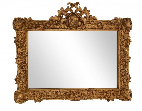Miroir en bois doré à motifs cynégétiques - XIXe siècle