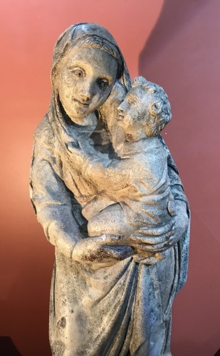 Renaissance - Vierge à L'enfant - Maternité en pierre calcaire,Italie du nord vers 1480
