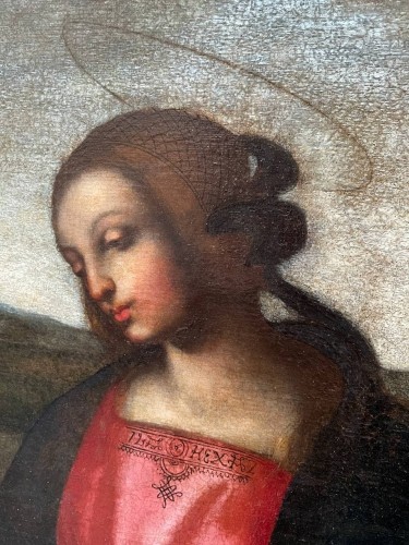 La Vierge à l'Enfant et trois anges, Renaissance Italienne - Tableaux et dessins Style 