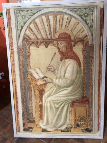 Saint Jérôme, Fresque du Quattrocento - Italie du nord milieu du XVe siècle - Poisson et Associés