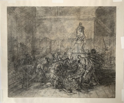 Antiquités - Attribué à Jacques Louis David (1748 – 1825) - Dessin pour la mort de Jules César