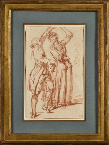 Couple dansant, vers 1770 - Attribué à Hubert Robert (1733-1808)  - Tableaux et dessins Style Louis XVI
