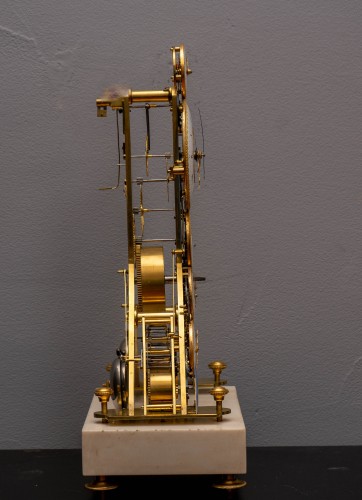 Horlogerie Pendule - Horloge squelette de la Révolution française avec double affichage de l'heure