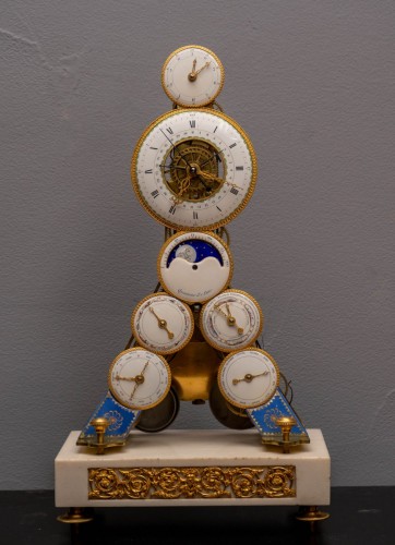Horloge squelette de la Révolution française avec double affichage de l'heure - Richard Redding Antiques