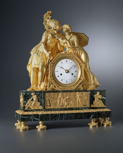 Pendule de cheminée Empire en bronze doré attribué à Claude Galle - Horlogerie Style Empire