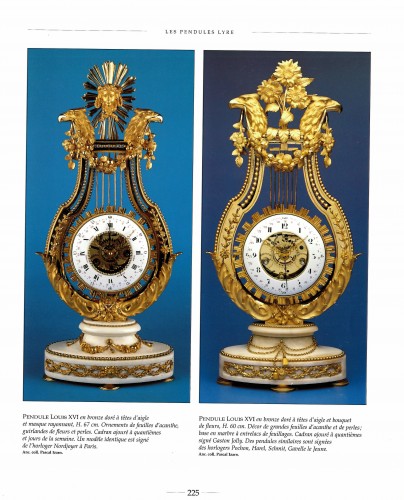 XVIIIe siècle - Pendule lyre squelettée en bronze doré et porcelaine de Sèvres