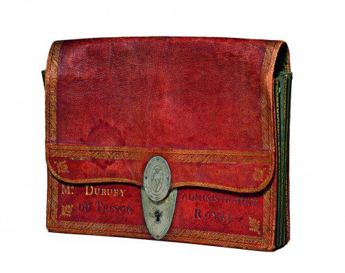 Portefeuille Louis XVI en cuir rouge marocain