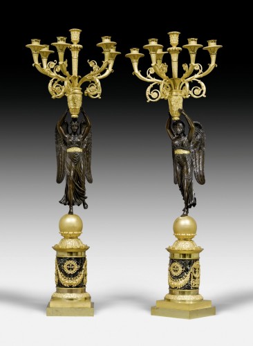 Ppaire de candélabres Empire à six lumières attribuée à Pierre-Philippe Thomire - Richard Redding Antiques