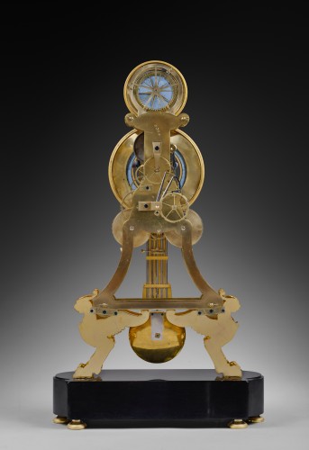 Horlogerie Pendule - Grande pendule squelette Directoire/Empire à durée d'un mois