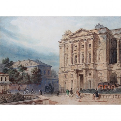 École française du milieu du XIXe siècle -  Vue de l'hôtel de Crillon en 1850