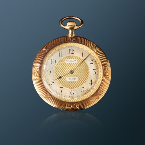 Montre de poche Movado en or émaillé figurant Napoléon jouant avec le Roi de Rome - Horlogerie Style 