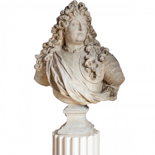 Buste du roi Louis XIV en plâtre par Mathurin Moreau (1822-1912)