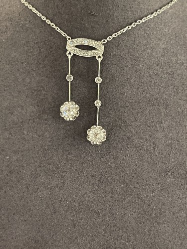 Collier dit negligé en or et diamants vers 1930 - Bijouterie, Joaillerie Style Art Déco