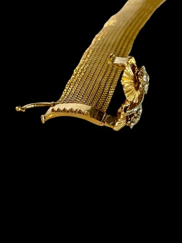 Bracelet ruban en or et diamants vers 1950 - Années 50-60