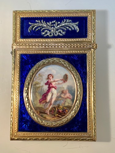 Carnet de Bal dit étui à tablettes en or, émail et diamants - Objets de Vitrine Style Louis XVI