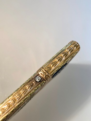 XVIIIe siècle - Carnet de Bal dit étui à tablettes en or, émail et diamants