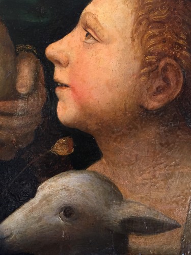 Saint Jean Baptiste comme enfant avec agneau (Italie, début XVIe) - Tableaux et dessins Style Renaissance