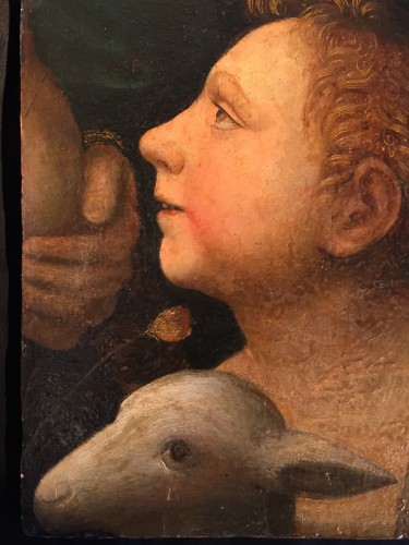 Saint Jean Baptiste comme enfant avec agneau (Italie, début XVIe) - Seghers & Pang Fine Arts