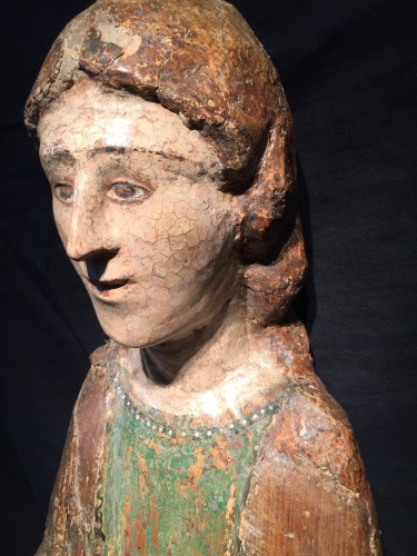 Jeune Saint, Italie, Ombrie XIVe siècle - Sculpture Style Moyen Âge