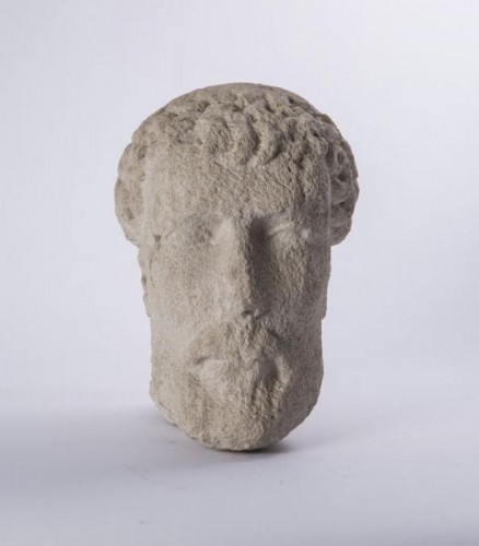 Sculpture Sculpture en pierre - Tête d'homme barbu (Allemagne? XIIIe siècle)