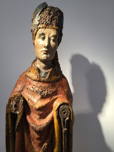 Art sacré, objets religieux  - Saint Evêque (Vallée du Rhin, XIVe siècle)