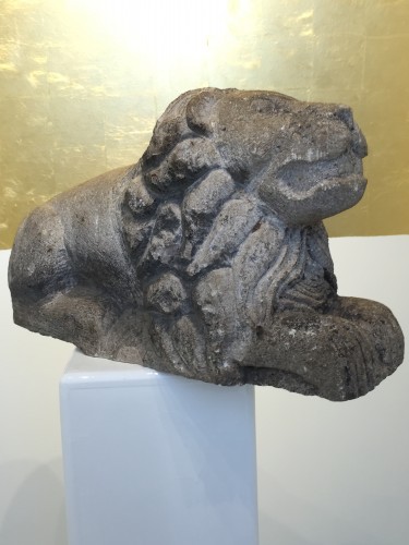 Sculpture Sculpture en pierre - Lion en pierre calcaire, Italie XVIIe siècle