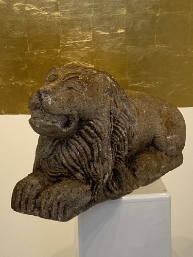 Lion en pierre calcaire, Italie XVIIe siècle - Renaissance