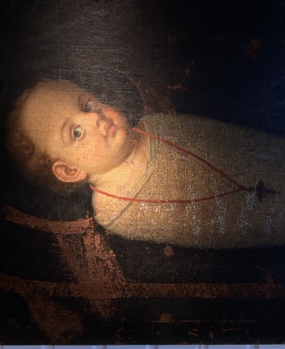Portrait Funéraire d’un enfant Enmailloté (Italie, XVIIe) - Tableaux et dessins Style Renaissance